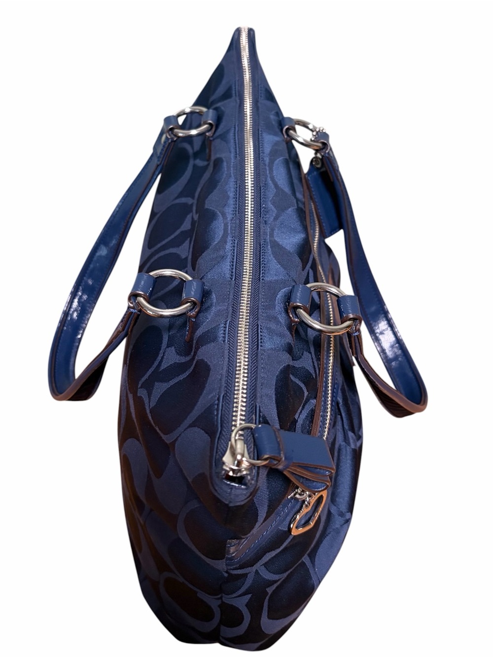 Coach Poppy Daisy Signature Large Navy Tote Bag EUC - Picture 5 of 10